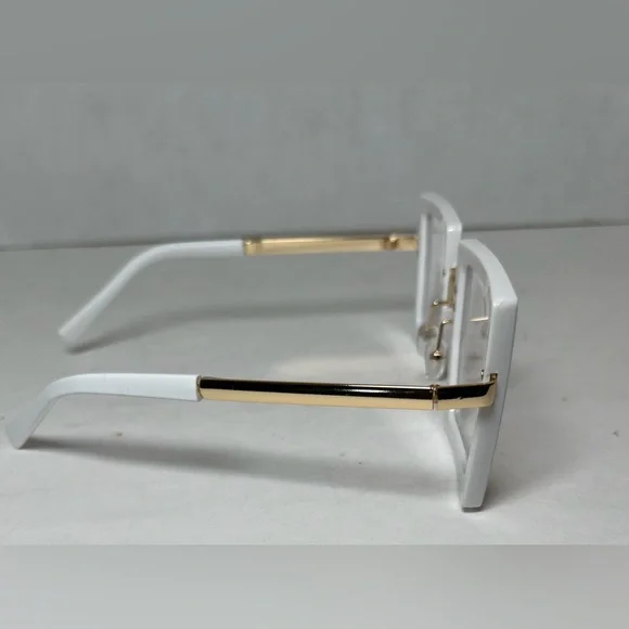 NEW Oversized White Fashion Square Clear Lens Women’s Glasses Frame Shades - Picture 7 of 9